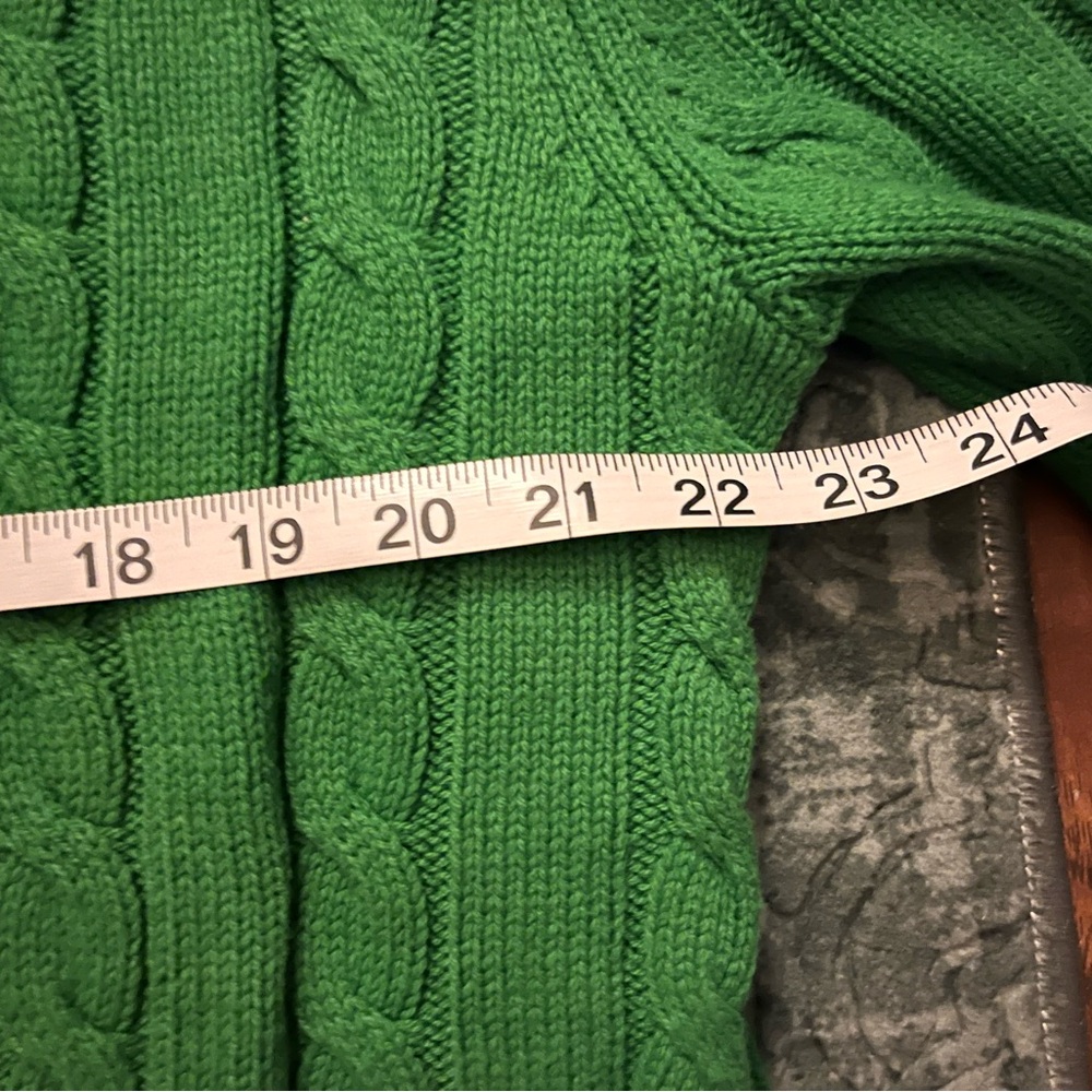 THE GREAT. True Green Cable-Knit Cotton Blend Grandpa Cardigan - Picture 5 of 9